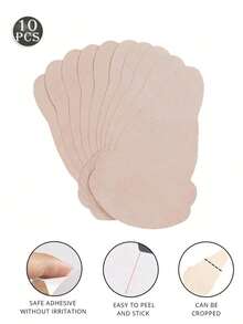 Bộ 10 miếng che đầu ti dùng một lần không dệt, hình quả bầu đen | Không dây đeo, tự dính, thân thiện với da, vô hình, thoải mái, chống chảy xệ, chống nhô ra - Nhiều màu - Xem 13