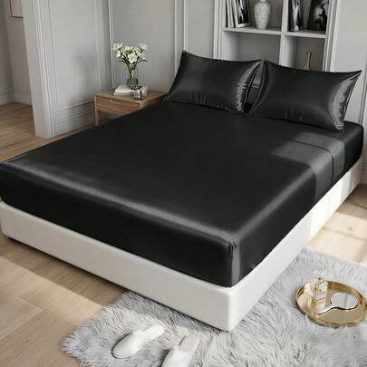 1 ชิ้น ผ้าปูที่นอนผ้าซาติน, เครื่องนอน, ผ้าปูที่นอน, ผ้าคลุมที่นอน, ผ้าคลุมเตียงสีพื้น, ผ้าคลุมเตียงทอธรรมดาผ้าไหมน้ำแข็งทันสมัยสำหรับห้องนอน สิ่งทอภายในบ้าน, ผ้าปูที่นอนผ้าไหมพรีเมี่ยมแบบกระเป๋าลึก, นุ่มลื่น, เหมาะสำหรับเตียงขนาด Twin, Full, King, Queen ทุกขนาด, สำหรับห้องนอน, โรงแรม, ซักเครื่องได้