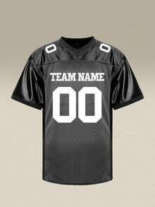 Custom Men's Football Jersey: Professional Team Building Sports Top, Mesh Fabric With Personalized Company Logo & Name Printing. - Black - View 3