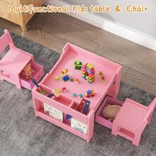 Kids Table And Chair Set, 4 In 1 Wooden Activity Table & 2 Chairs With Storage Drawer Detachable Tabletop For Toddlers Kids Drawing, Reading, Crafts - ROSA - Ver 7