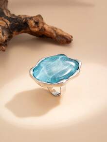 1 pieza Anillo de joyería con encanto de gota de agua con efecto de ondas de piedras preciosas falsas, elegante y geométrico, minimalista y lujoso, adecuado para boda, fiesta, vacaciones, estilo casual y de calle, regalo para mujeres, parejas, festividades, cumpleaños - anillo - Ver 8
