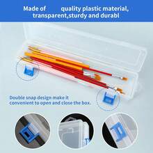 6Pcs Plastic Paint Brush Storage Box,13 Inch Clear Paint Brush Holder Drawing Pen Container With Buckle Plastic Paint - Multicolor - View 3