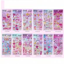 可重复使用的3D闪光金色亮片贴纸，热压亮片贴纸，适用于剪贴簿、日记、相册、信封、DIY工艺品，卡通浮雕3D贴纸，趣味可爱水晶贴纸（随机款式） - 彩色 - 查看 11