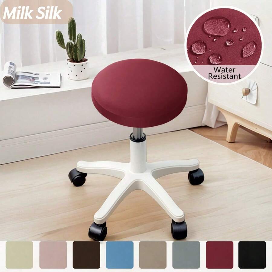 1/4/6件装圆形吧台凳套，防水弹力可拆卸坐垫套 - 彩色 - 查看 1