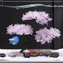 Aquarium Artificial Plants Plastic Fake Pine Tree Lively Fish Tank Decoration Accessories - Pink - View 4