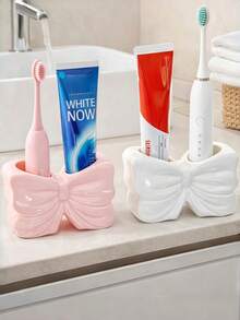 1/2pcs Bow Toothbrush Holder, Cute Bathroom Decor & Toothbrush Storage Accessory - Multicolor - View 1