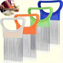 SOKANY Affettatrice in acciaio inossidabile per cipolle, adatta per cipolle, aglio, frutta e verdura, utensile da cucina portatile, affettatrice in acciaio inossidabile per inserimento di cipolle e verdure, affettatrice fissa adatta per uso domestico in cucina - Visualizzare 12