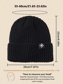 1顶骷髅头图案纯色针织帽，男士冬季加绒保暖休闲柔软舒适简约时尚帽，适合寒冷天气、日常通勤、运动、聚会、外出等场合。 - B - 查看 4