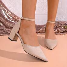 极简时尚女士高跟鞋，粗跟，百搭，2026春夏新款，美丽性感 - 杏色 - 查看 5
