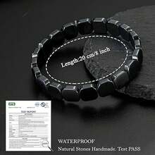 1 chiếc vòng tay đá Hematit tự nhiên dành cho nam giới, vòng tay thủ công giúp khơi dậy năng lượng nam tính, vòng tay chữa lành cho nam giới, quà tặng trang sức truyền cảm hứng. - màu đen - Xem 5