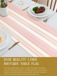 1pc Vibrant Striped Table Runner, Textured Rectangular Tablecloth, Suitable For Dining Table, Coffee Table, Home Decor - Durable Kitchen And Dining Room Decoration, Table Decor - Multicolor - View 8