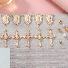 10 chiếc mặt dây chuyền hình thánh giá và Đức Mẹ Maria đính đá, vòng cổ cầu nguyện cao cấp kiểu tôn giáo, vòng cổ đa năng. - Vàng - Xem 2