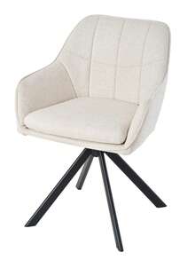 Goeurvant Modern Grid-Stitched Upholstered 360° Swivel Dining Chairs With Armrests And Removable Cushion For Dining Room, Living Room, Office - Set Of 2 / Set Of 4 / Set Of 6--Cream-Chenille - Cream - View 2