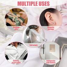 2个/24个水晶面纱坠，优雅面纱坠，磁性水钻，闪亮水钻头巾磁铁，适合女性、女孩、新娘、教堂婚礼 - 銀色 - 查看 4