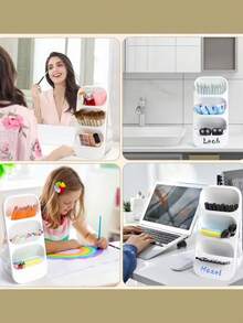 [Customized] Customizable Large Capacity Cosmetic Storage Box - Desktop Organizer, Makeup Tool Storage, Suitable For Bathroom, Bedroom, Office Desk, Vanity, Easy To Store Skincare, Makeup Brushes, Eyebrow Pencils, Lipsticks, Tiered Design - Multicolor - View 5