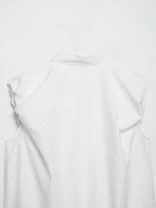 Plaid Button-Front Casual Summer Versatile Blouse For Women - White - View 8