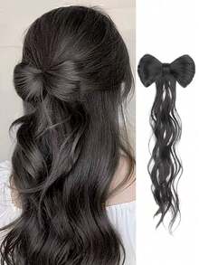 16 Inch Wave Bow Clip On Ponytail, Heat-Resistant Synthetic Natural Wave Bow Ponytail Wig - Multicolor - View 11