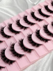 10 Pairs D Curl Luxury Fluffy Thick Dramatic Messy Faux Mink Reusable Soft Comfortable Strip Eyelashes For Makeup Strip Lashes,Lashes,Eyelashes,Fake Lashes - View 4