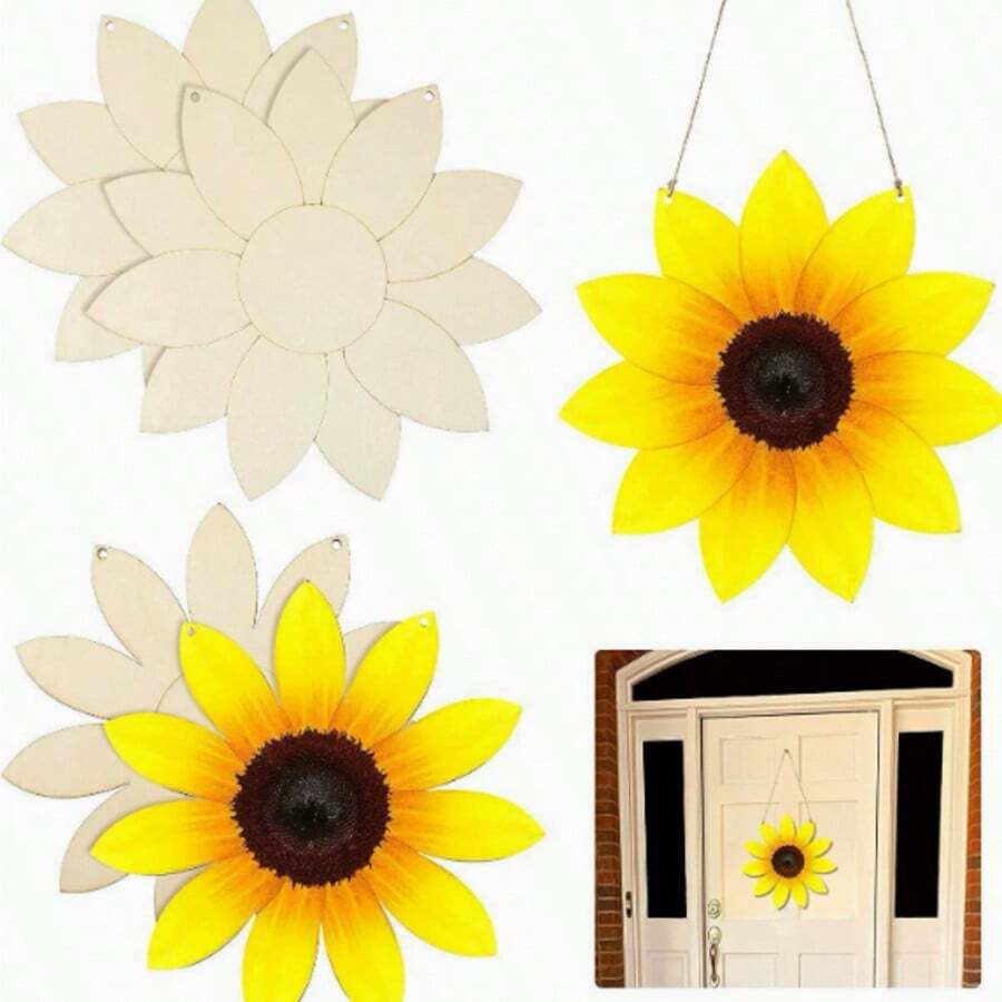 Wooden Sunflower Pendant, Welcome Sign For The Estate. - A - View 1