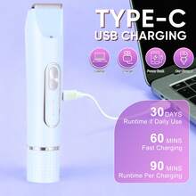 1pc USB Rechargeable Women's Intimate Hair Trimmer, Electric 2-In-1 Shaver & Epilator - View 3
