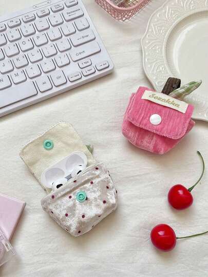 1个迷你可爱图案耳机包，无线耳机收纳保护套，便携式旅行挂件耳机包，防尘保护套，软壳耳机包，迷你零钱包，可爱女生耳机收纳包，适合收纳耳机、钥匙、口红等小物件，适合日常使用、旅行必备、购物必备、返校必备、送给好朋友的礼物、生日礼物、母亲节礼物、同学礼物