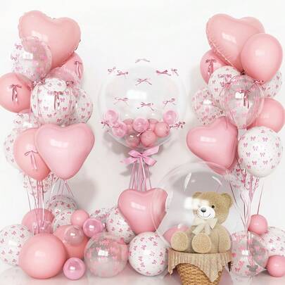 20pcs Pink Bow Tie Balloons, Suitable For Decorating Birthday Party, Girl Party, Princess Theme Party, Engagement Party, Bridal Shower, Valentine's Day, Christening, Party Decoration