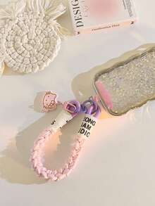 SANRIO 1 chiếc dây đeo điện thoại kiểu Ins Style 3D hình mèo KT + mặt dây chuyền, chất liệu nylon bện, móc khóa, phù hợp với hầu hết các loại ốp điện thoại, dành cho nữ. - Nhiều màu - Xem 5