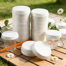 200pcs Compostable Paper Cup Lids, 100% , Choice For Cafes, Schools And Homes, Camping Supplies, Party Supplies, Friend Gatherings, Family Dinners - Multicolor - View 1