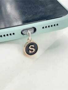 1pc Type-C Vintage Letter Phone Dust Plug, 26 Letter Options In Black & Gold Round Charging Port Cover, Luxury Niche Design Compatible With All Models, Anti-Dust Anti-Loss Accessory - Type-c - View 21