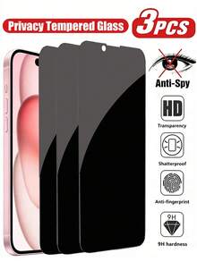 Shockproof Mobile Phone Screen Protector 3pcs Tempered Glass Privacy Screen Protector, Compatible With IPhone 15/15 Plus/15 Pro/15 Pro Max, 14/14 Plus/14 Pro/14 Pro Max, 13 Mini/13/13 Pro/13 Pro Max, 12 Mini, 16/16 Pro/16 Plus/16 Pro Max, 17/17 Air/17 Pro/17 Pro Max, Anti-Scratch, Anti-Fingerprint, Anti-Drop, Anti-Peeping, Perfectly Fits Phone Cases, Mother's Day Gift - Black - View 29