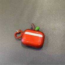 Funda protectora translúcida y linda con patrón de manzana 3D, compatible con auriculares Bluetooth Pro 3/Pro 2/3ª generación, funda protectora para auriculares Apple 4 de 2ª generación - Rojo - Ver 5