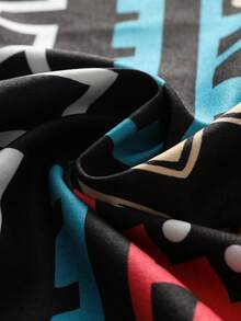 几何图腾复古印花七分袖长袍，复古宽松防晒开衫，男士和服衬衫 - 彩色 - 查看 5