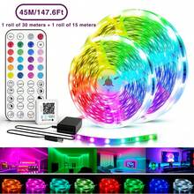 HBOWMDJIA 5M-60M LED Lights For Bedroom, RGB Color Changing Led Strip Lights With Remote And Smart APP Control, Music Sync Rope Lights  With Power Plug, For Kitchen, TV, Room Decor, Easter Party Event Decor - 美規A型插(110-127V) - 查看 15