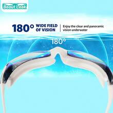 Professionelle Racing Schwimmbrille mit geringem Strömungswiderstand, stromlinienförmiges Design, komfortabel und hautfreundlich, hochauflösende beschlagfreie wasserdichte Erwachsenen-Trainings-Schwimmbrille - Weißer Rahmen mit Goldplattierung [Antibeschlag-Schwimmbrille] - Übersicht 6