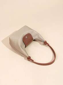 Nylon Lunch Box Bag, Commute Handheld Bento Bag, Shoulder Crossbody Dumpling Bag - Khaki - View 3