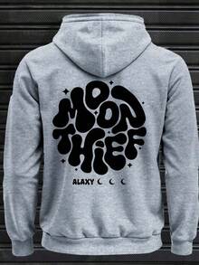 Moon Thief Men's Hoodie Sweatshirt With Kangaroo Pocket, Warm Jacket - 灰色 - 查看 1