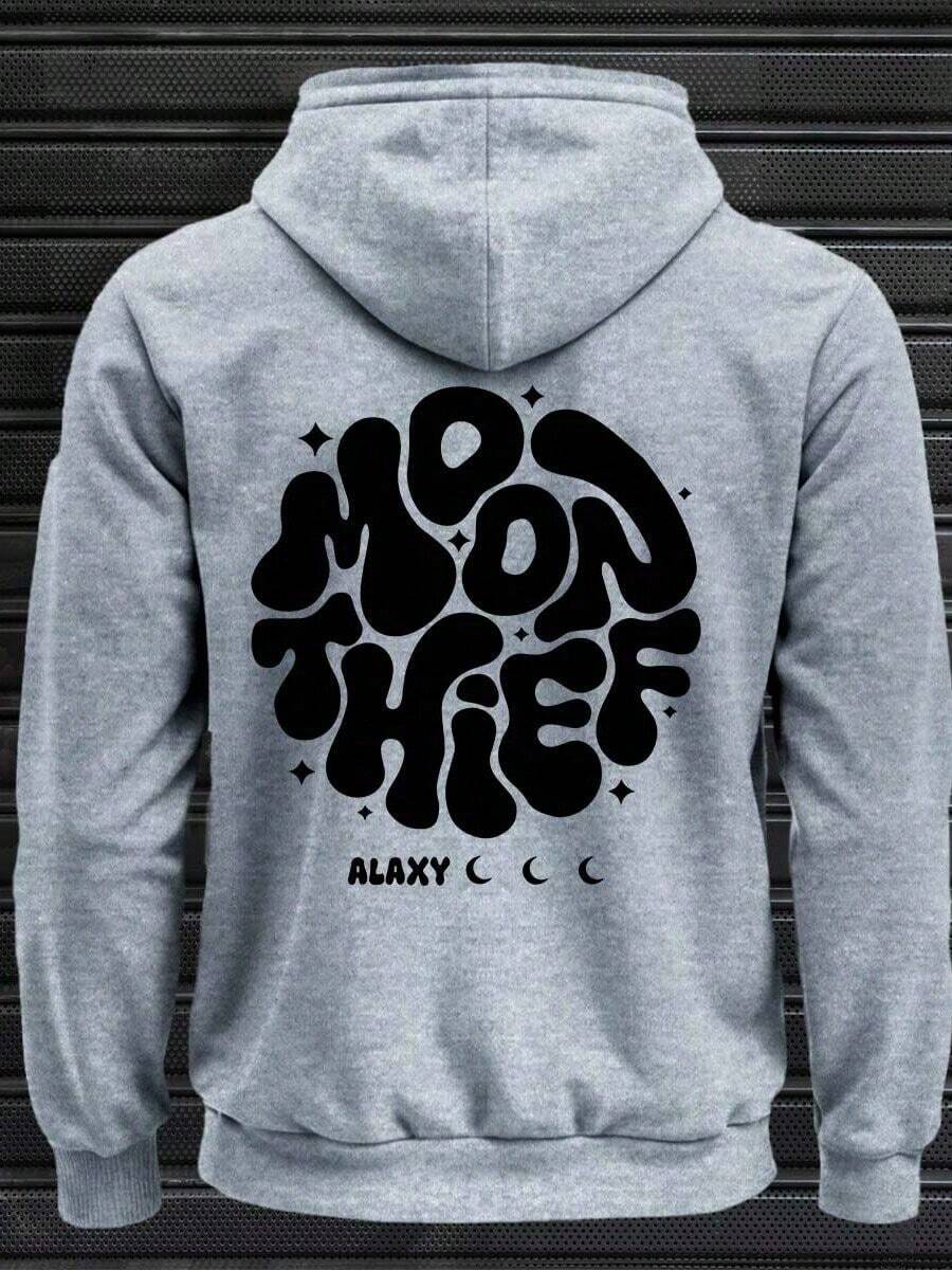 Moon Thief Men's Hoodie Sweatshirt With Kangaroo Pocket, Warm Jacket - 灰色 - 查看 1