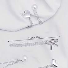 2pcs Heart/Bow Faux Pearl Denim Pant Leg Clips, Used To Prevent Pant Leg Dragging, Non-Slip Shoe Buckle, Pant Length Adjuster, Prevent Pant Leg Dragging On Ground, Suitable For Jeans And Pants - A - View 12