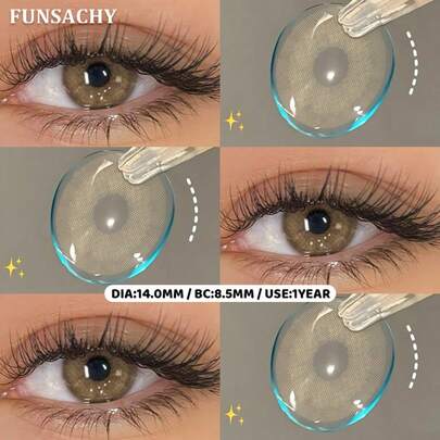 FUNSACHY 1 Pair Of Natural Light , Fashionable Lenses, Soft Brown , Brown Eye , Eye Makeup , 1-Year Disposable Cosmetic