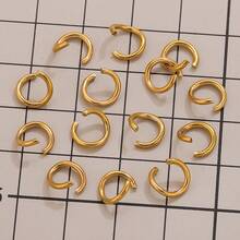100-Piece Set Of Stainless Steel 18K Gold-Plated Open Jump Rings In 3, 4, 5, 6, 7, 8, And 10mm Sizes; Open Ring Connectors For DIY Bracelet And Necklace Jewelry Making - Yellow Gold - View 1