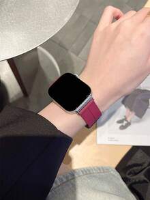1pc Men's Women's Sports Breathable Silicone Magnetic Watch Band, Compatible With Huawei Smart Watch/Band Fit 1/Fit 2/Fit 3/Fit 4/4Pro/Fit 5 Wristband - Burgundy - View 3