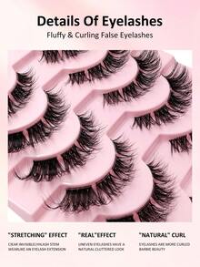 Bộ 10 cặp mi giả trong suốt Asiteo, kiểu mi mắt mèo tự nhiên, hiệu ứng phóng đại mắt, phù hợp cho hẹn hò hàng ngày, dự tiệc và du lịch. - màu đen - Xem 2