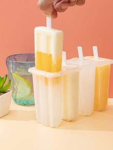 1 bộ - Khuôn làm kem que tự làm, hộp kem que 4 ngăn, khuôn kem que dễ lấy ra, khuôn làm kem tự chế - Nhiều màu - Xem 5