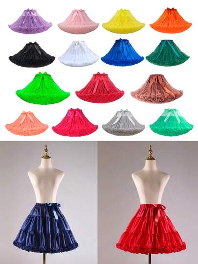 55cm Long White/Black/Red Lace Petticoat, Ruffled Underskirt For Cosplay, Wedding Or Party,Summer,Beach
