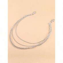 1pc Multilayer Punk Metal Decor Waist Chain Versatile And Sexy Fashion Accessory For Women Fall Autumn Halloween - Bạc - Xem 4