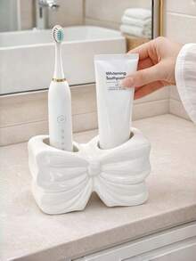 1/2pcs Bow Toothbrush Holder, Cute Bathroom Decor & Toothbrush Storage Accessory - Multicolor - View 3