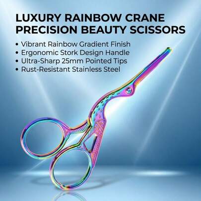 圆头不锈钢鼻毛修剪器，仿生鹤形美容剪刀，适用于修剪眉毛、鼻毛、胡须、耳毛，不锈钢眉剪，男女通用专业面部毛发修剪及化妆剪刀