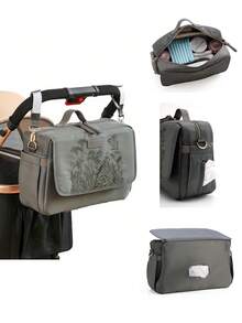 刺绣尿布包单肩包，适合爸爸妈妈使用，婴儿换尿布包，附赠2条婴儿车挂带，新生儿男女宝宝旅行收纳包，婴儿必备，母亲节礼物 - 彩色 - 查看 1