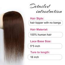 SHINEHAIR 5x5 Hairpiece For Women – Natural Colored Straight Hair (Black / Light Shades) - A Natural-Looking Hairpiece For The Top Of The Head. Features A Real Hair Fringe To Enhance And Frame The Face. - S4 - 查看 4
