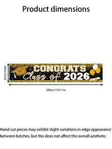 Striscione di congratulazioni per la laurea 2026; Grande striscione "Congratulazioni alla classe del 2026"; Celebra i risultati dei laureati; Adatto per forniture per feste di laurea 2026, decorazioni per feste di celebrazione, cartelli da giardino e decorazioni per vacanze - nero - Visualizzare 7